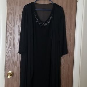 Cathrines slip dress with sheer longline cardigan